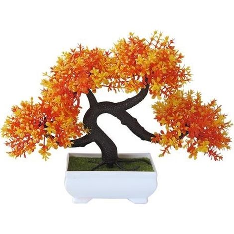 planta artificial, pino bonsái de plástico, maceta blanca clara, decoración para el hogar y la oficina. (1/5)