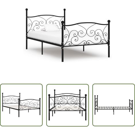 The Living Store Cadre de lit sans matelas avec sommier à lattes métal 90x200 cm - Cadre De Lit - Lit Simple - Lit Metal - Literie - Meuble Chambre (1/5)
