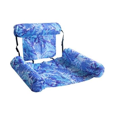 Fauteuil gonflable de piscine pour adultes - canapé de piscine en PVC résistant avec filet, pliable en trois tubes, bleu marine, idéal pour bronzer, les pool parties et se détendre. (1/4)