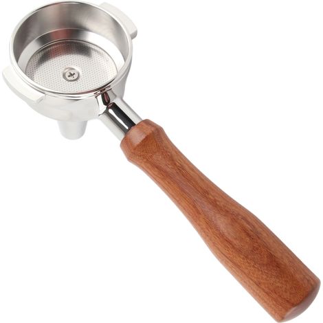58 mm Edelstahl-Filterhalter Typ E mit Griff aus massivem Rosenholz für die Zubereitung von Kaffee und Tee (1/5)
