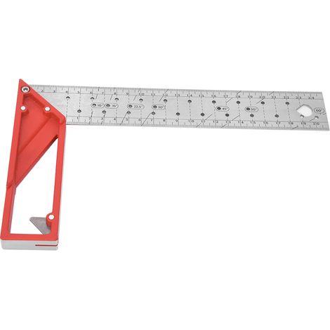 Règle de menuisier carrée en acier inoxydable 45° / 90° avec polygone (25 cm) (1/5)