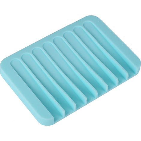 Porte-savon en silicone Creative Home, porte-savon carré bleu (1/2)
