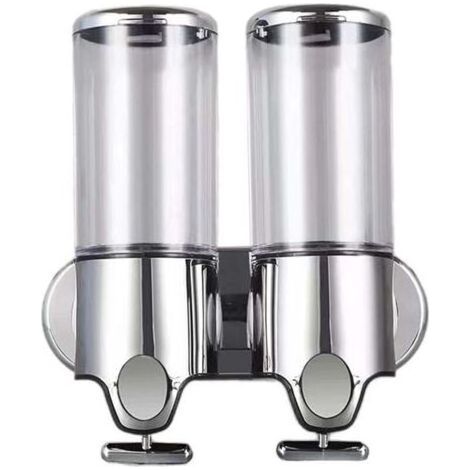 Lot de 2 distributeurs de savon mural de 500 ml - Distributeur de savon manuel pour désinfectant - Distributeur de shampooing et de gel douche pour toilettes, salle de bain, cuisine, hôtel, bureau (1/4)