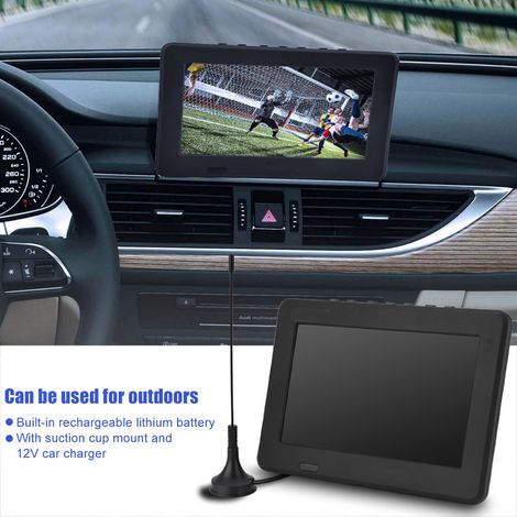Téléviseur portable couleur 7 pouces 16:9 HD numérique analogique, lecteur TV pour la maison et la voiture, prise UE 110-220 V
