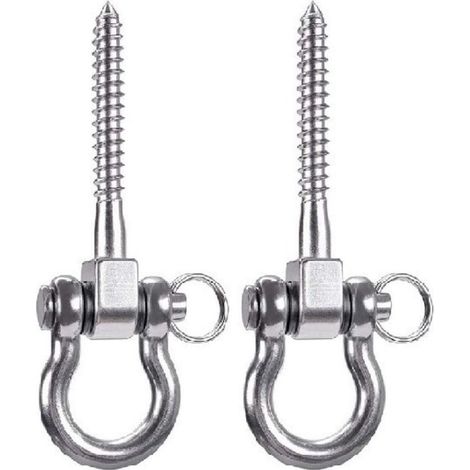 2pcs Suspension à Vis 12.5cm Hamac Cintre de Balançoire, Ensemble de Kit de Montage Pivotant pour Chaise de Terrain de Jeu Extérieure Yoga Corde Sac de Frappe Sac de Sable (1/4)