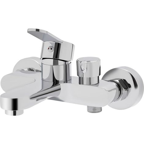 Rubinetto per vasca, miscelatore per vasca, rubinetto per vasca monocomando, miscelatore per vasca da parete, doccia per vasca per appartamenti e hotel (argento) (1/5)