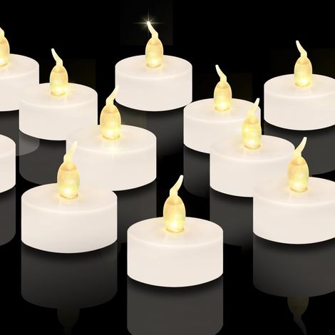 24 bougies chauffe-plat,bougies LED sans flamme à piles,bougies chauffe-plat lumineuses et scintillantes,piles extra longues d'une durée de plus de 200 heures pour Noël,les mariages,les fêtes (1/5)