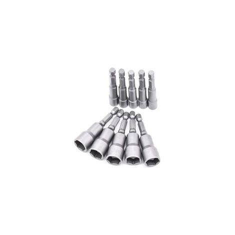 Lot de 10 clés à douille hexagonale 6-19 mm – Acier au chrome-vanadium – Antirouille et antidérapant – Pour perceuses et tournevis-