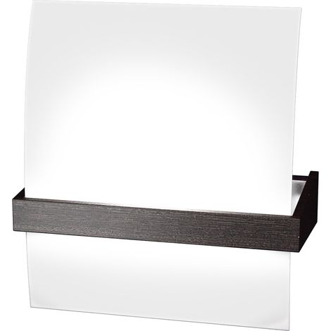 Applique Contemporanea Wood Metallo Nerowengè Vetro Bianco 1 Luce E27