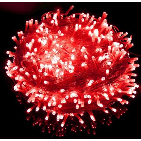 SABIR Guirlande lumineuse d'extérieur 100 mètres – LED rouge – 8 modes d'éclairage – Étanchéité IP44 – Pour Noël, Diwali, mariage (1/4)