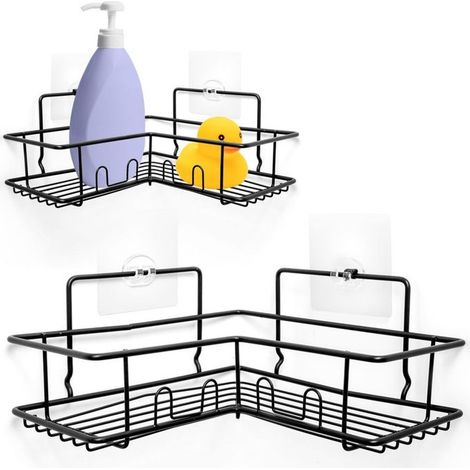 Receptacle sanitaire Vilde - 569004 - Panier de douche d'angle noir () (1/5)