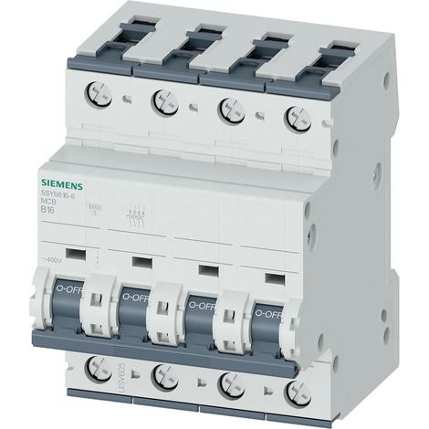Siemens Leitungsschutzschalter 400V 6kA, 3+N-polig B, 16A, T=70mm, 5SY66166
