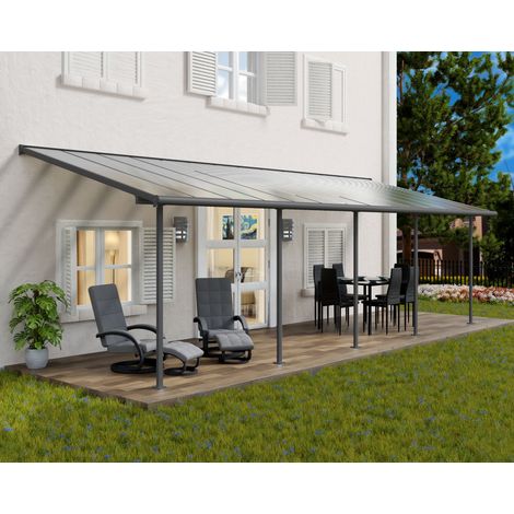 Palram - Canopia – Pergola Sierra 3x8,6m en polycarbonate gris – Structure en aluminium inoxydable – Système de toiture sans vis pour protection optimale (1/5)