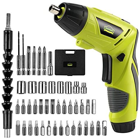 Visseuse Sans Fil 6Nm,DEWINNER Visseuse Devisseuse sans Fil 1300mAh 3.6V avec 45 accessoires,Adaptateur de charge avec câble USB et boîte de rangement (1/5)