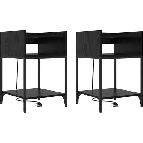 Maison Exclusive - Nachttisch mit Regal 2 pcs Schwarz Eichen-Opti
