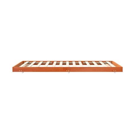Cadre de lit en pin massif, finition cire brune, 90 × 200 cm, pin massif durable, meuble de chambre, design contemporain, montage facile (1/5)