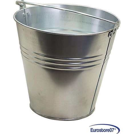 Secchio Lt.12 (Ø 29 x h.25 cm) in lamiera zincata manico metallo casa giardino (1/4)