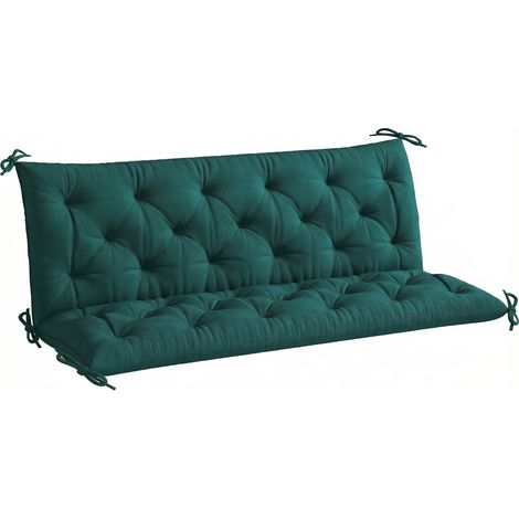 Outsunny 2/3 Seater Garden Bench Cushion Outdoor Seat Pad with Ties Green