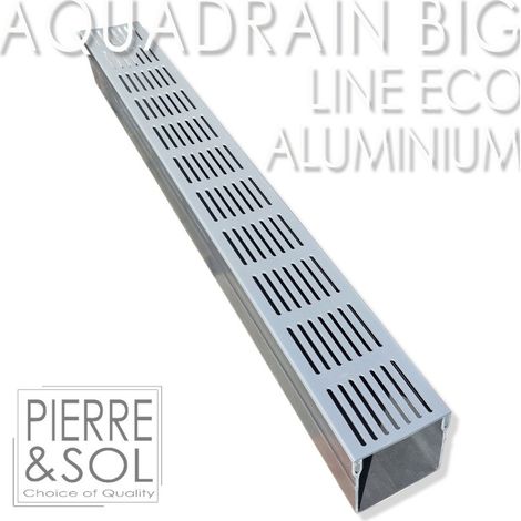 Caniveau BIG Grille aluminium - AquaDrain - 100/100 - LINE ECO - Caniveau de 100 cm