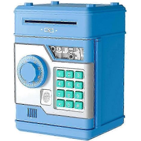 Tirelire électronique avec code, distributeur automatique de billets, coffre-fort intelligent à empreinte digitale, service bancaire automatique, cadeau pour enfants, rose -BBBlue (1/5)