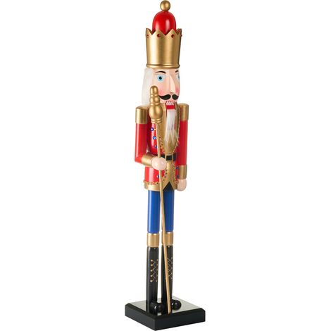 Figurita decorativa Navidad de cascanueces de madera de pino con boca que se abre hecha a mano rojo Malaran