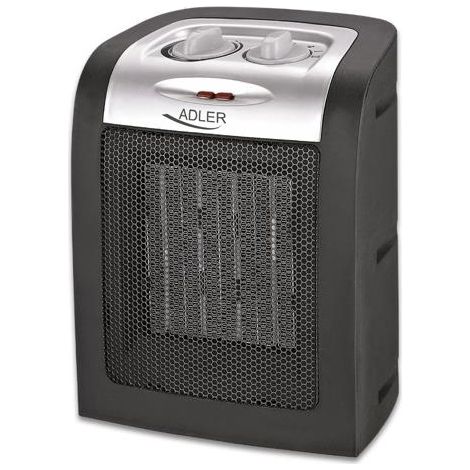 Adler AD 7702 Chauffage Céramique Portable PTC, 2 Niveaux de Puissance, Thermostat,Froid/Chaud 1500W Noir
