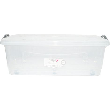 Contenitore da 30 litri con coperchio e ruote, in plastica trasparente, 630x400x200 mm (1/5)