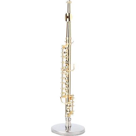 Mini Modèle de Flûte Dorée de 11 Cm, Ornements, Instrument de Musique en Cuivre, Artisanat avec Boîte de Rangement Délicate pour la Maison, le Bureau, la Décoration et le Cadeau (1/5)