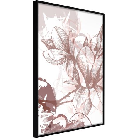 Affiche Murale Encadrée "Drawn Flower" 40 x 60 cm Noir