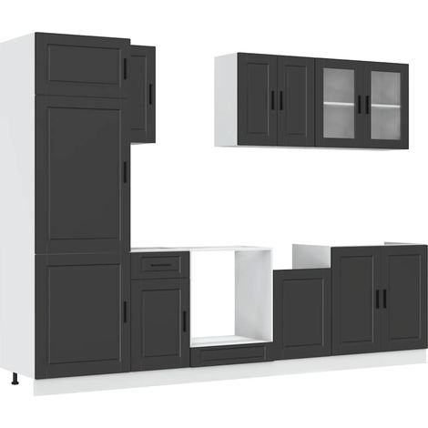 Maison Exclusive - Set Mobili da Cucina 8 pz Porto Neri Legno Multistrato