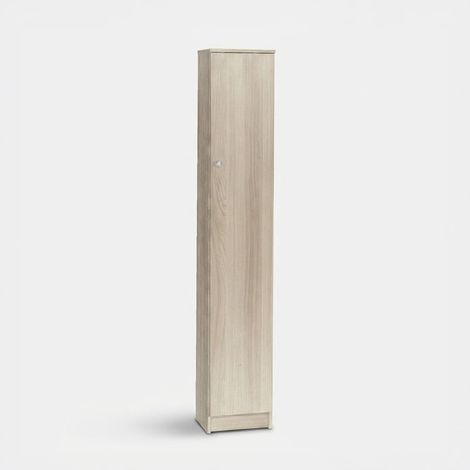Armario multiusos alto de 1 puerta con estantes regulables Utility - Olmo