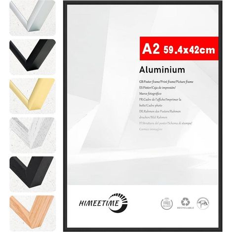Bilderrahmen DIN A2 Aluminium Schwarz 42x59,4 cm Wanddeko Dokumentenrahmen (1/5)
