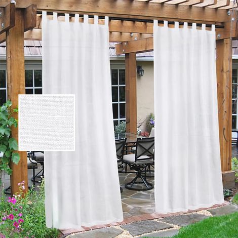 Wasserfeste Outdoor-Vorhänge, geeignet für Terrassen, lassen Licht herein, erhöhen die Privatsphäre, zweiteiliges Design, 52 x 95 Zoll, weiß. (1/5)
