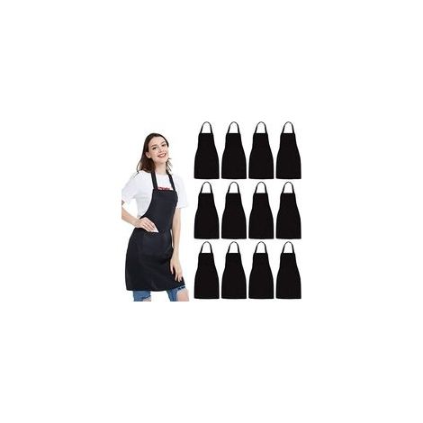 Grembiuli da cucina, set da 12, con tasche, adatti per cucinare, fare lavoretti, grigliare, dipingere e altre occasioni. - Crezuo