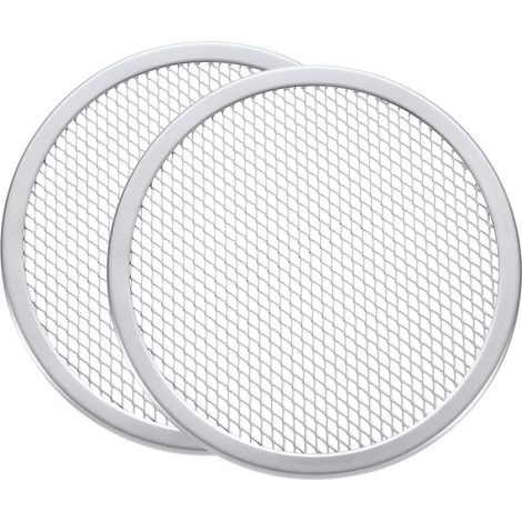 Lot de 2 Professional Plaque Pizza Four Ronde en Aluminium Grille de Cuisson Argentée 30 cm (1/5)