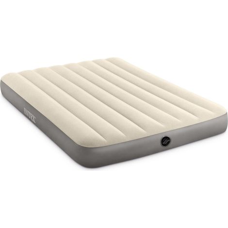 Intex 64103 - Materasso Gonfiabile Matrimoniale Dura-Beam Single-High, PVC, Crema, 152x203x25 cm