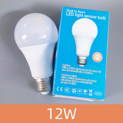 Ampoule LED à détecteur de luminosité, culot à vis E27, 3-15 W, basse consommation - 12 W - Lumière chaude - Large plage de tension AC85-265 V- Lot de 4