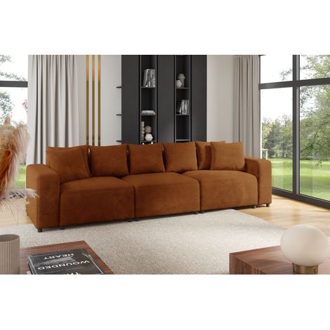 Sofa Designersofa Bigsofa MEGAN 3-Sitzer in Stoff Poso Rostbraun (1/3)