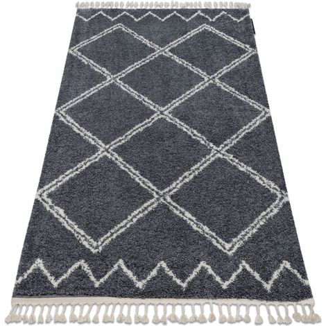 Teppich BERBER ASILA B5970 grau / weiß Franse berber marokkanisch shaggy zottig grey 140x190 cm