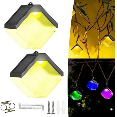 Lampada solare da giardino per esterni - Illuminazione a parete calda + colore RGB - Impermeabile IP65