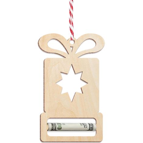 Pendentif Bois Porte-Monnaie Enveloppe Rouge Clochette Décoratif Noël - Pour Arbre À Noël Porte Fenêtre Voiture - 1 Pièce
