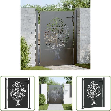 vidaXL Schwarz - Gartentor Schwarz 110 x 155 cm Pulverbeschichteter Stahl (1/5)