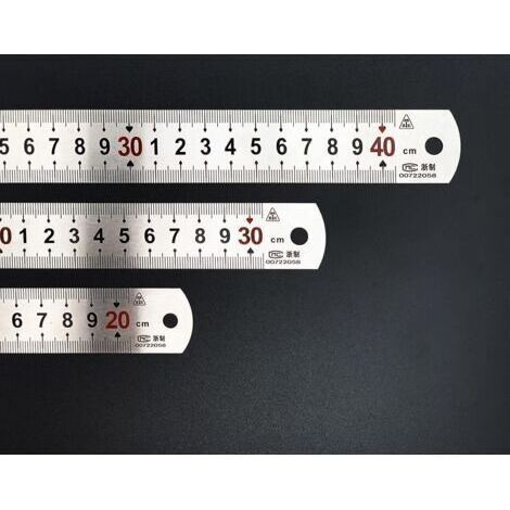 Pair Ahlsen Lot de 3 Acier inoxydable Règle 40cm, 30cm, 20cm, Règle Inox avec Métrique et Impérial Double Face pour la Menuiserie et le Maquettisme, la Peindre et la Mesure (1/5)