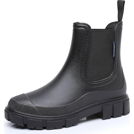 Bottes de pluie courtes pour femmes, bottes en caoutchouc imperméables, antidérapantes, légères, bottines Chelsea, chaussures de jardinage confortables, taille 39 (1/5)