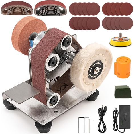 1 Mini Ponceuse à Bande, 7 Vitesses, Moteur Cuivre, Table Réglable, Pour Bois Métal Bijoux