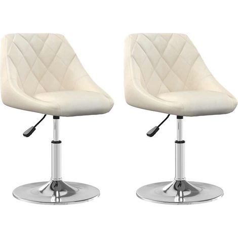 Lot de 2 Chaises pivotantes à manger,Chaise de cuisine Crème Velours CFW21880 (1/5)