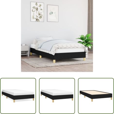 Sommeil - Cadre de lit sans matelas noir 90x190 cm tissu (1/5)