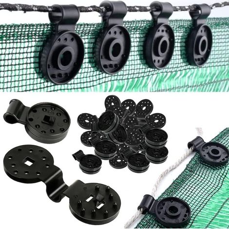 Lot de 100 pinces pour toile d'ombrage, grandes tailles, robustes et à verrouillage, de qualité supérieure, idéales pour serres, jardins et filets. (1/5)