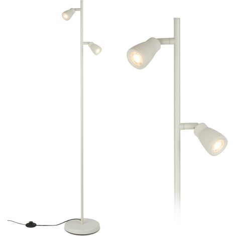 Briloner Lampada Da Terra LED Ø22x141,5 cm 2x3,5W 800lm 3000K Bianco Caldo Interruttore Sul Cavo Bianco Antico - Piantana Soggiorno (1/5)