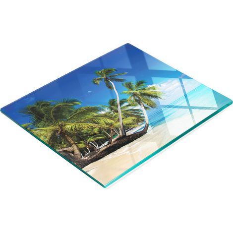 Tagliere decorativo in vetro temperato con motivo Mar dei Caraibi, 60x52 cm. (1/5)